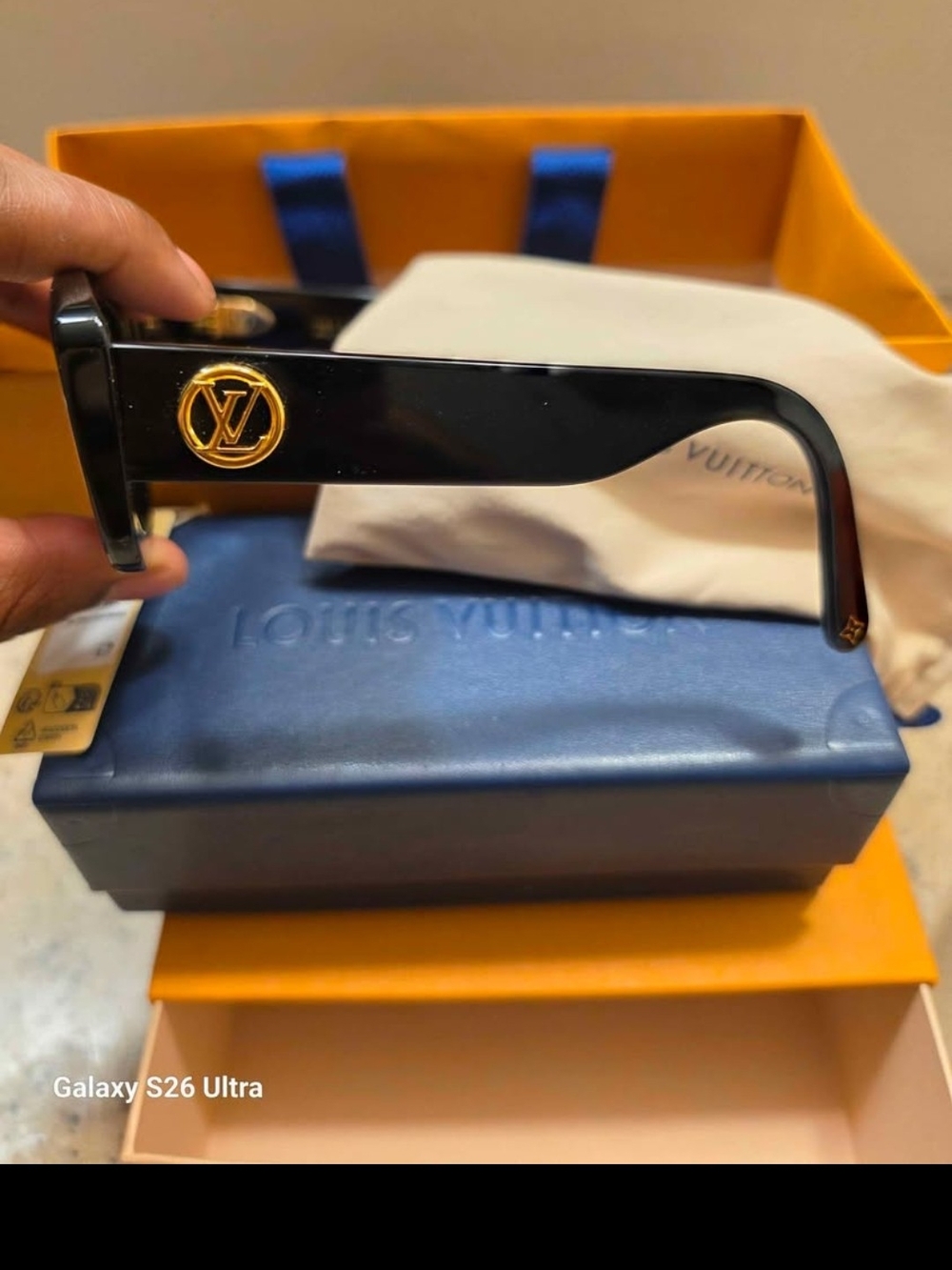 Louis Vuitton Black Sunglasses with Gold Hardware